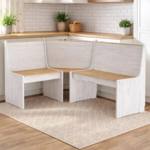 Conroe Wooden Corner Dining Bench In Honey Brown And White