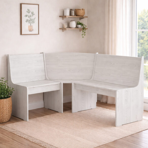 Conroe Wooden Corner Dining Bench In White