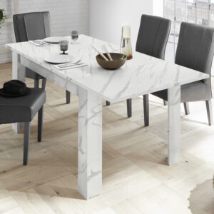 Corvi Extending Wooden Dining Table In White Marble Effect