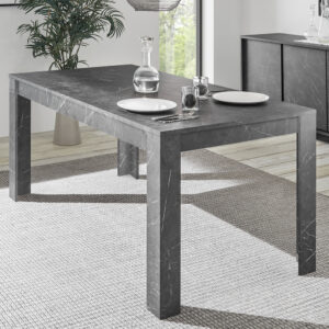 Corvi Wooden Rectangular Dining Table In Black Marble Effect