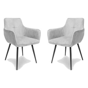 Davidson Fabric Dining Chairs In Pair – Light Grey