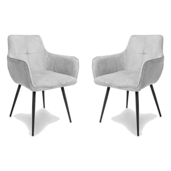Davidson Fabric Dining Chairs In Pair - Light Grey