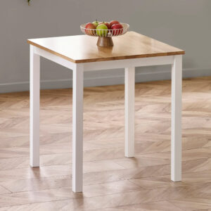 Lamar Wooden Square Dining Table – White And Light Brown