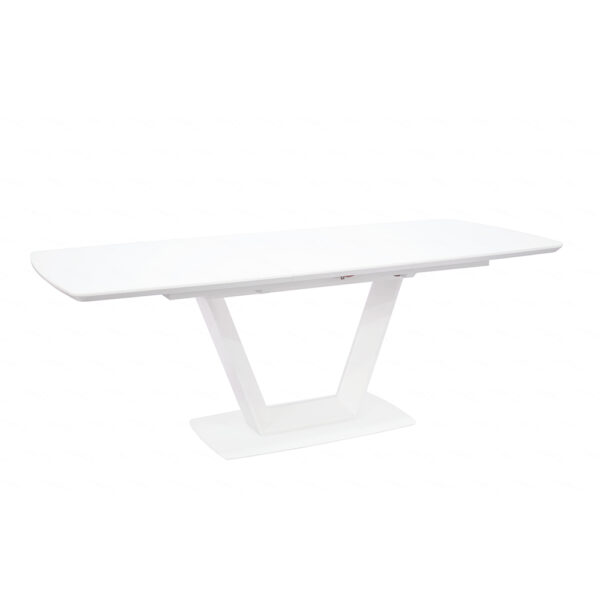 Logan Small Glass Extending Dining Table In White