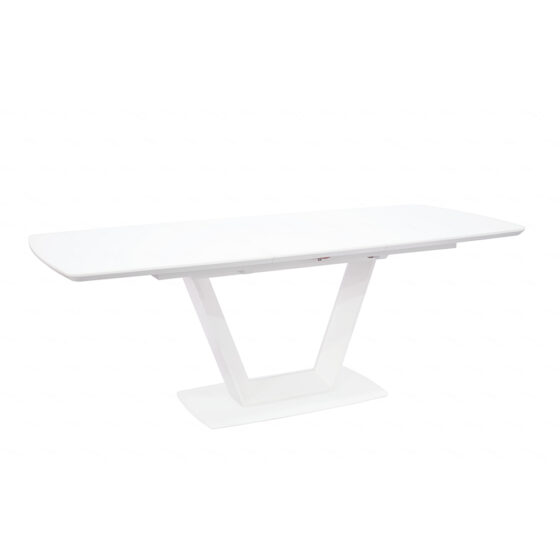 Logan Small Glass Extending Dining Table In White
