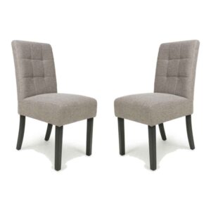 Mendoza Fabric Dining Chairs With Black Leg In Pair In Mocha