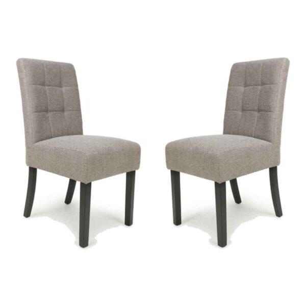 Mendoza Fabric Dining Chairs With Black Leg In Pair In Mocha