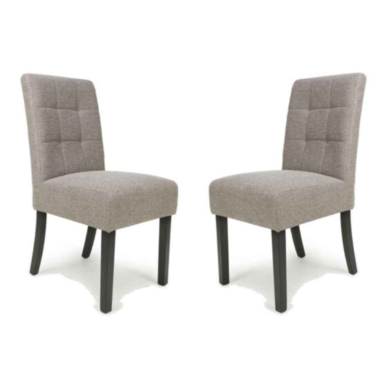 Mendoza Fabric Dining Chairs With Black Leg In Pair In Mocha