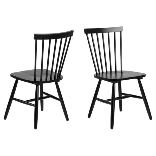 Roswell Black Wooden Dining Chairs In Pair