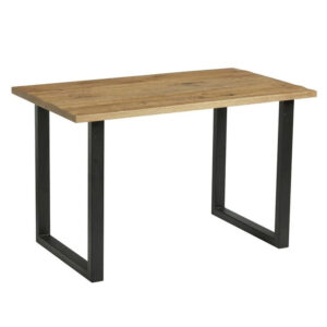Worley 120cm Wooden Dining Table In Rustic Antique And Black
