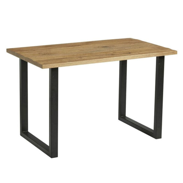 Worley 120cm Wooden Dining Table In Rustic Antique And Black